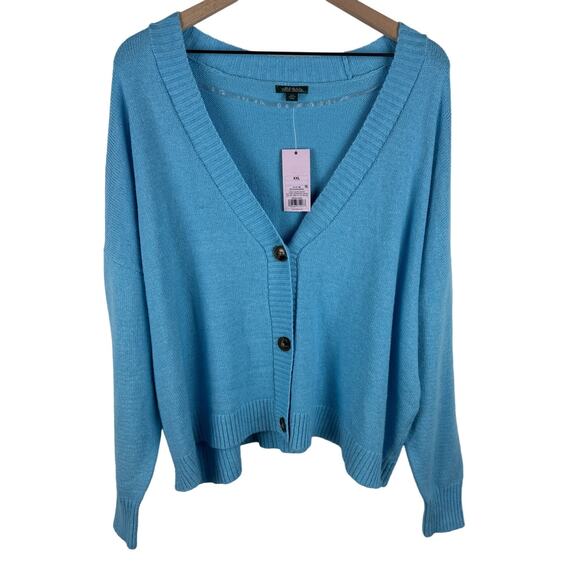 Womens XXL Sky Blue Button Front Cardigan Sweater NWT Cozy Casual Fall Layering - Picture 1 of 8